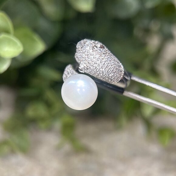 Panther Bypass Pearl 925 Silver Ring - Picture 4 of 12